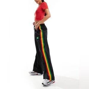 Edikted Striped Track Pants Retro w/red green yellow rasta Brazil colors, XS